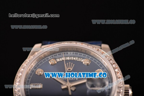 Rolex Day-Date Asia Automatic Steel Case with Diamonds Markers Blue Dial - Diamonds Bezel (BP) - Click Image to Close