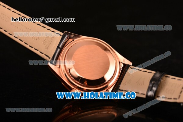 Rolex Day-Date Asia Automatic Rose Gold Case with Diamonds Markers Black MOP Dial - Diamonds Bezel (BP) - Click Image to Close