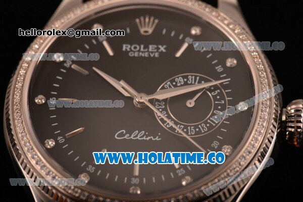 Rolex Cellini Date Asia Automatic Steel Case with Stick Markers Black Dial and Black Leather Strap - Click Image to Close