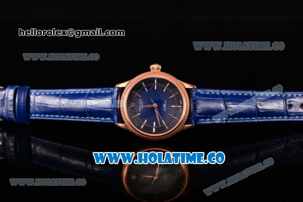 Rolex Cellini Time Asia 2813 Automatic Rose Gold Case with Rose Gold Stick Markers and Blue/Black Dial - Click Image to Close