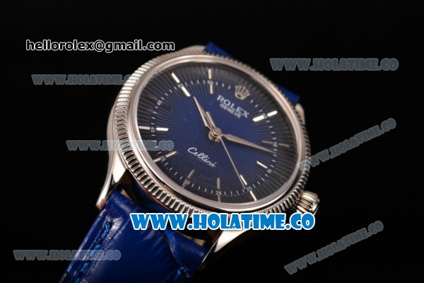 Rolex Cellini Time Asia 2813 Automatic Steel Case with Silver Stick Markers and Blue Dial - Click Image to Close