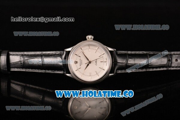 Rolex Cellini Time Asia 2813 Automatic Steel Case with White Dial Black Leather Strap and Stick Markers - Click Image to Close
