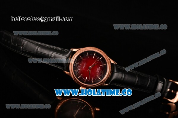 Rolex Cellini Time Asia 2813 Automatic Rose Gold Case with Black/Red Dial and Stick Markers - Click Image to Close