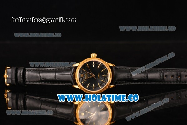 Rolex Cellini Time Asia 2813 Automatic Yellow Gold Case with Black Dial and Stick Markers - Click Image to Close