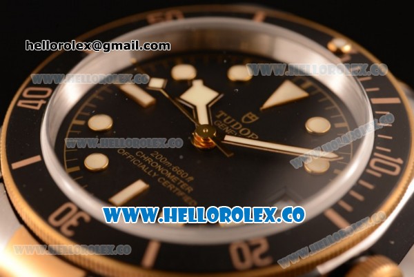 Tudor Heritage Swiss ETA 2824 Automatic Two Tone Case with Black Dial and Two Tone Bracelet (ZF) - Click Image to Close