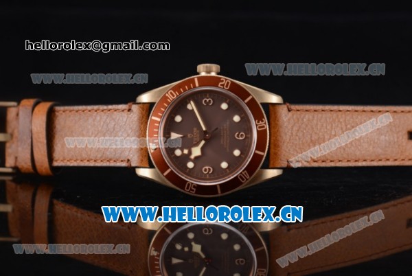 Tudor Heritage Black Bay Swiss ETA 2824 Automatic Bronze Case with Brown Dial Brown Leather Strap and Dot Markers - 1:1 Original (ZF) - Click Image to Close