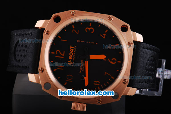 U-Boat Italo Fontana Automatic Rose Gold Case with Black Dial and Red Marking - Click Image to Close
