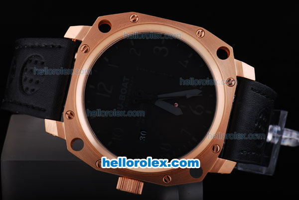 U-Boat Italo Fontana Automatic Rose Gold Case with Black Dial and Marking - Click Image to Close