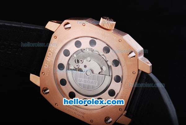 U-Boat Italo Fontana Automatic Rose Gold Case with Black Dial and Marking - Click Image to Close