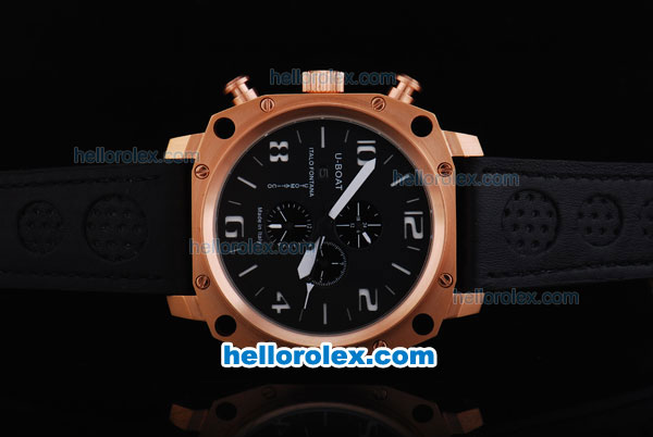 U-Boat Thousands of Feet Chronograph Automatic Rose Gold Bezel with Black Dial-White Marking - Click Image to Close