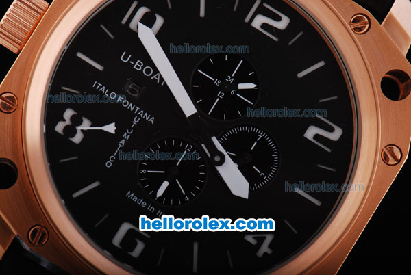 U-Boat Thousands of Feet Chronograph Automatic Rose Gold Bezel with Black Dial-White Marking - Click Image to Close