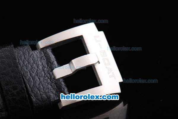 U-BOAT Italo Fontana Quartz Movement PVD Case with Black Dial and White Numeral Marking-Black Leather Strap - Click Image to Close