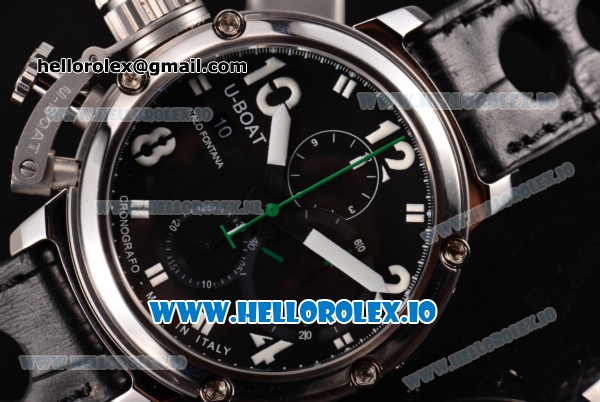 U-Boat U-51 Chrono Swiss Valjoux 7750 Automatic Steel Case with Black Dial and White Arabic Numeral Markers - Click Image to Close