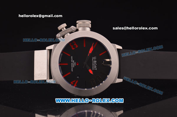 U-Boat Limited Edition Classico U-1001 ST18 Automatic Steel Case with Black Dial and Red Markers - Click Image to Close