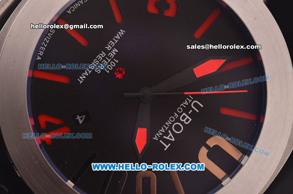 U-Boat Limited Edition Classico U-1001 ST18 Automatic Steel Case with Black Dial and Red Markers - Click Image to Close