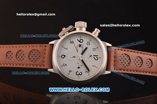 U-Boat Italo Fontana ST17 Automatic Movement Steel Case with White Dial with Brown Leather Strap - Click Image to Close
