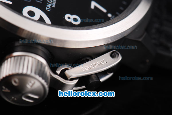 U-BOAT Italo Fontana Swiss Valjoux 7750 Movement PVD Case with Black Dial and White Numeral Marking-Black Leather Strap - Click Image to Close