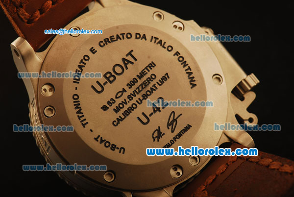 U-Boat Italo Fontana Swiss ETA 6497 Manual Winding Titanium Case with White Dial and Brwon Leather Strap-1:1 Original - Click Image to Close