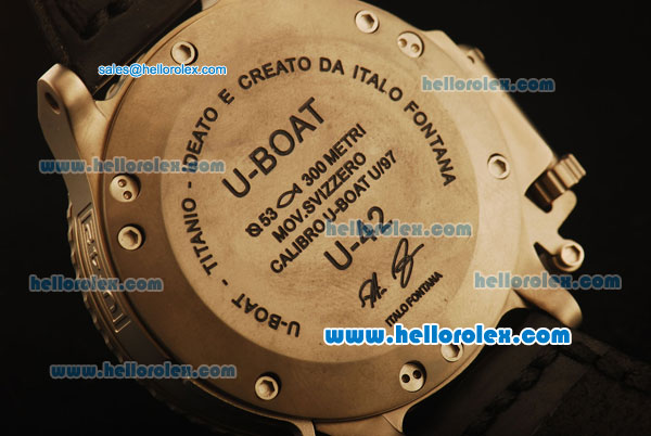 U-Boat Italo Fontana Swiss ETA 6497 Manual Winding Titanium Case with Black Dial and Black Leather Strap-1:1 Original - Click Image to Close