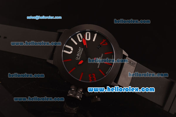 U-Boat Italo Fontana Automatic PVD Case with Black Dial and Red Markers - Click Image to Close