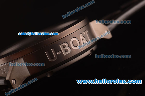 U-BOAT Italo Fontana Swiss Valjoux 7750 Automatic PVD Case with Black Dial and Black Leather Strap - Click Image to Close