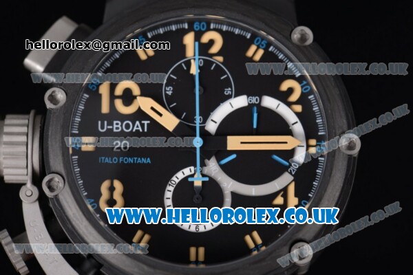 U-Boat Chimera Chrono Japanese Miyota OS10 Quartz PVD Case with Black Dial Arabic Numeral Markers and Brown Leather Strap - Click Image to Close