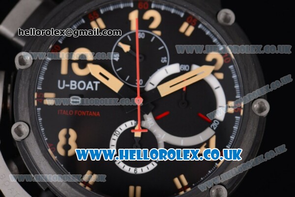 U-Boat Chimera Chrono Japanese Miyota OS10 Quartz PVD Case with Black Dial Red Second Hand and Brown Leather Strap - Click Image to Close