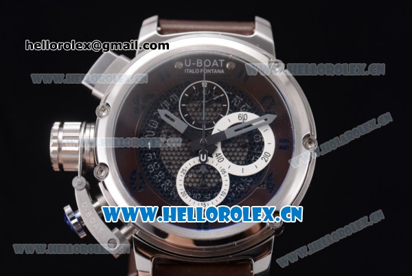 U-Boat Chimera Skeleton Chronograph Miyota OS10 Quartz Steel Case with Skeleton Dial and Brown Leather Strap - Click Image to Close