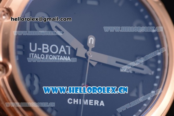 U-Boat Chimera Automatic Asia ST25 Automatic Rose Gold Case Black Dial Black Leather Strap and Arabic Number Markers - Click Image to Close