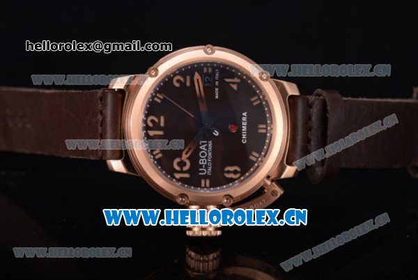U-Boat Chimera Automatic Asia ST25 Automatic Rose Gold Case Brown Dial Brown Leather Strap and Arabic Number Markers - Click Image to Close