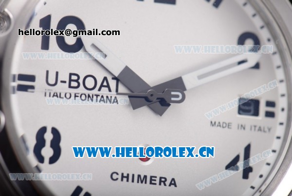 U-Boat Chimera Automatic Asia ST25 Automatic Steel Case White Dial Arabic Number Markers and Brown Leather Strap - Click Image to Close