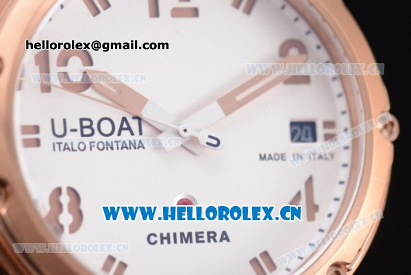 U-Boat Chimera Automatic Asia ST25 Automatic Rose Gold Case White Dial Brown Leather Strap and Rose Gold Bezel - Click Image to Close