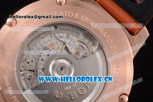 U-Boat Chimera Automatic Asia ST25 Automatic Rose Gold Case White Dial Brown Leather Strap and Rose Gold Markers - Click Image to Close