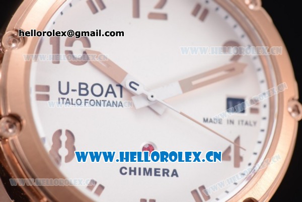 U-Boat Chimera Automatic Asia ST25 Automatic Rose Gold Case White Dial Rose Gold Markers and Brown Leather Strap - Click Image to Close