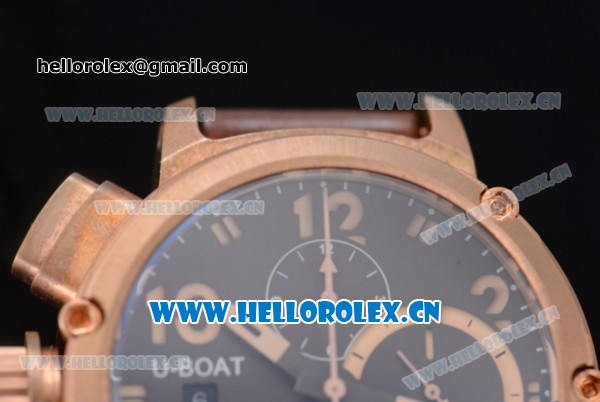 U-Boat Chimera Swiss Valjoux 7750 Automatic Bronze Case with Black Dial Brown Leather Strap and Arabic Numeral Markers - 1:1 Original - Click Image to Close