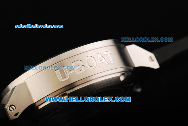 U-BOAT Italo Fontana Automatic Movement Silver Case with Black Dial and White Numeral Marking-Black Leather Strap - Click Image to Close