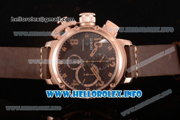 U-Boat U-51 Chimera Watch Chrono Miyota OS10 Quartz Rose Gold Case with Brown Dial and Arabic Numeral Markers - Click Image to Close