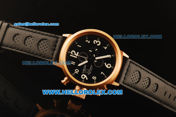 U-BOAT Italo Fontana Flightdeck Working Chronograph Quartz Rose Gold Case with Black Dial and White Number Marking-Small Calendar - Click Image to Close