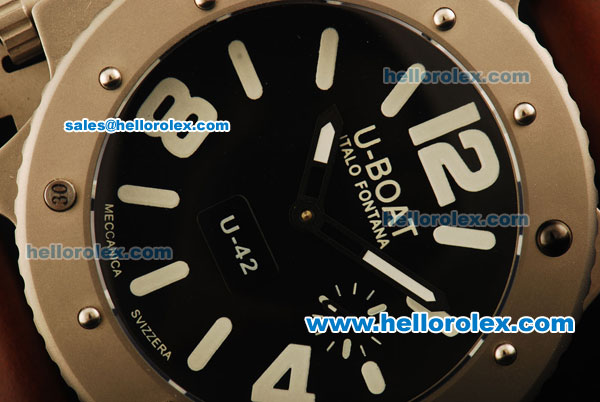 U-Boat U-42 Automatic Movement Steel Case with Black Dial and Brown Leather Strap - Click Image to Close