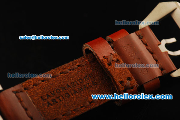 U-Boat U-42 Automatic Movement Steel Case with Black Dial and Brown Leather Strap-Orange Markers - Click Image to Close