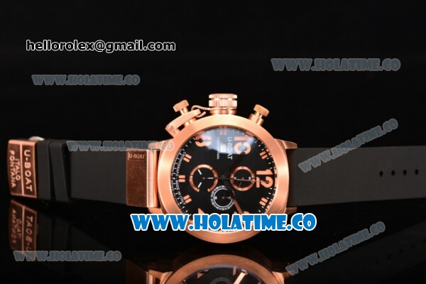 U-Boat Classico Italo Fontana Chrono Miyota Quartz Rose Gold Case with Black Dial and Arabic Numeral Markers - Click Image to Close