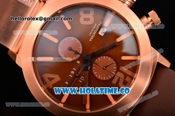 U-Boat Classico Italo Fontana Chrono Miyota Quartz Rose Gold Case with Coffee Dial and Stick/Arabic Numeral Markers - Click Image to Close