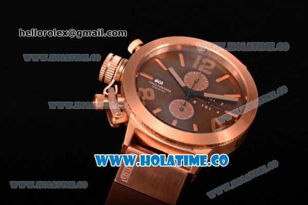 U-Boat Classico Italo Fontana Chrono Miyota Quartz Rose Gold Case with Coffee Dial and Stick/Arabic Numeral Markers - Click Image to Close