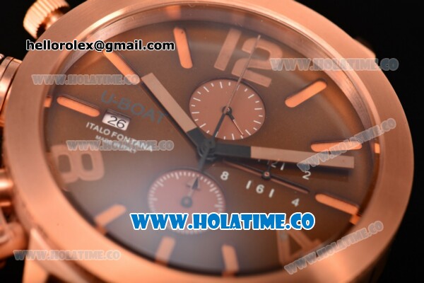 U-Boat Classico Italo Fontana Chrono Miyota Quartz Rose Gold Case with Coffee Dial and Stick/Arabic Numeral Markers - Click Image to Close