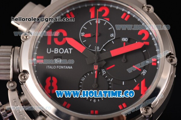 U-Boat U-51 Chimera Watch Limited Edition Chrono Miyota Quartz Steel Case with Black Dial and Red Arabic Numeral Markers - Click Image to Close