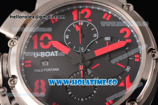 U-Boat U-51 Chimera Watch Limited Edition Chrono Miyota Quartz Steel Case with Black Dial and Red Arabic Numeral Markers - Click Image to Close