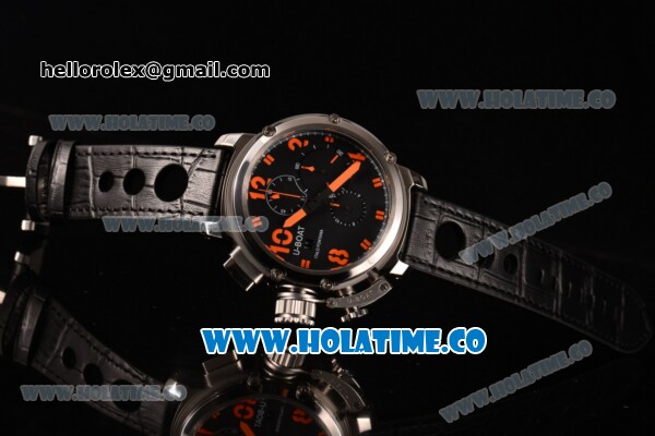 U-Boat U-51 Chimera Watch Limited Edition Chrono Miyota Quartz Steel Case with Black Dial and Orange Arabic Numeral Markers - Click Image to Close