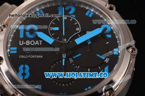U-Boat U-51 Chimera Watch Limited Edition Chrono Miyota Quartz Steel Case with Black Dial and Blue Arabic Numeral Markers - Click Image to Close