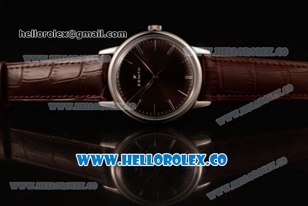 Zenith Vintage Miyota 9015 Automatic Steel Case with Brown Dial and Brown Leather Strap - (AAAF) - Click Image to Close