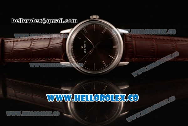 Zenith Vintage Miyota 9015 Automatic Steel Case with Brown Dial and Brown Leather Strap - (AAAF) - Click Image to Close